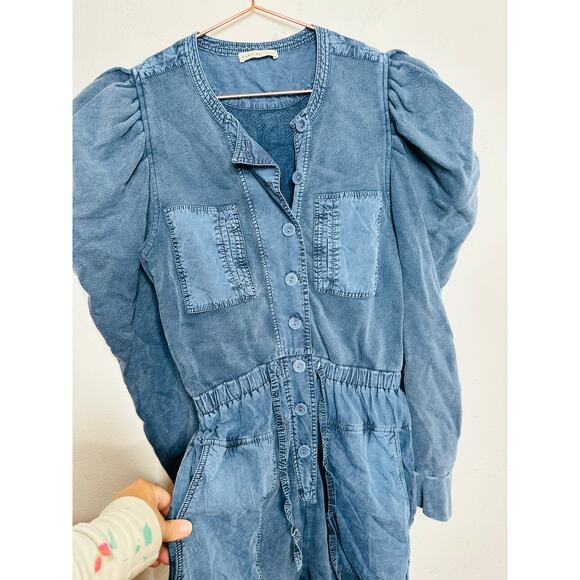 ULLA JOHNSON Indigo Acid Denim Puff Sleeve Sadie Jumpsuit size Small - Picture 13 of 14